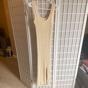 Vici Cotton Ribbed Midi Dress Oatmeal